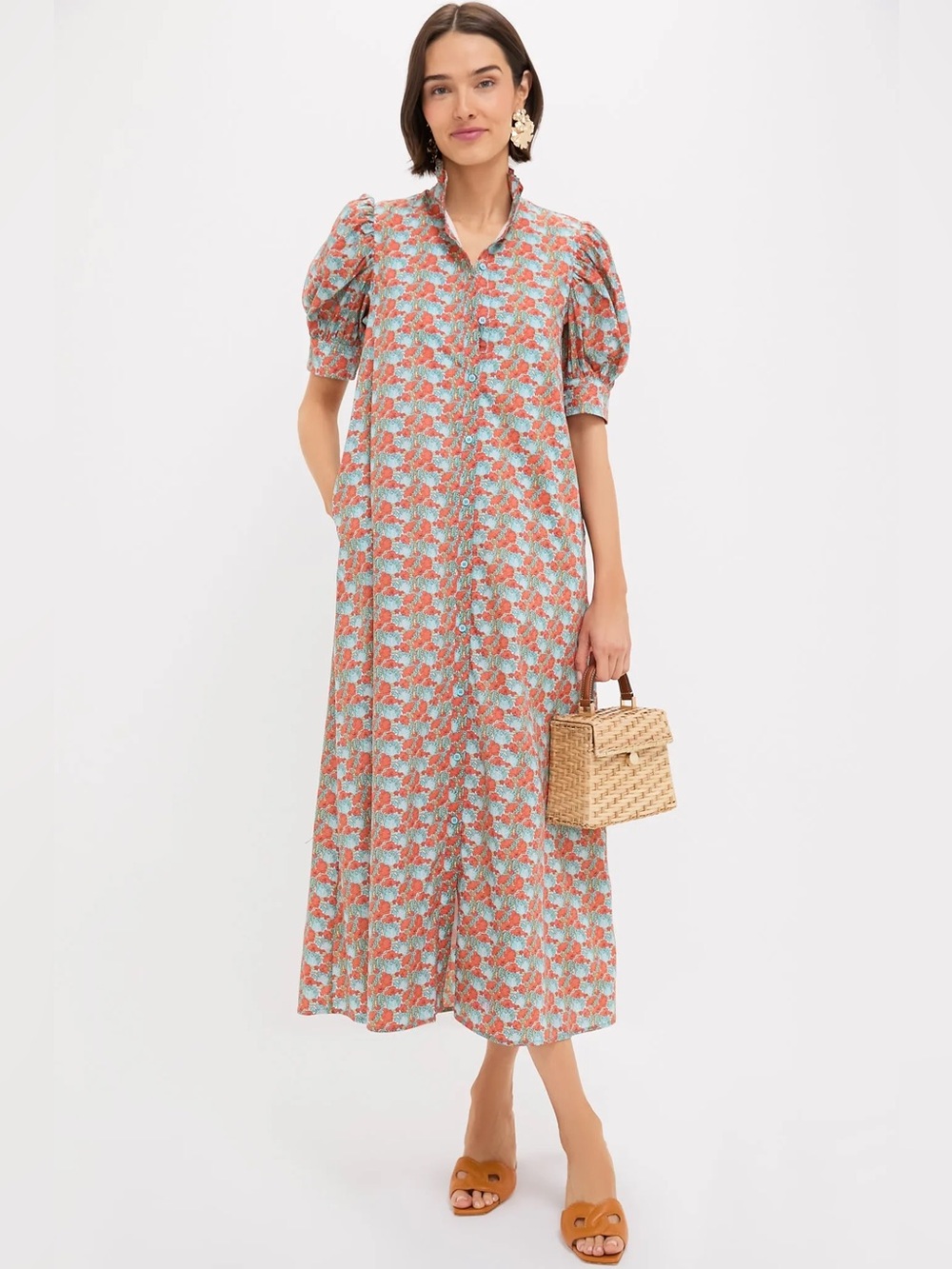 Hyacinth House Orange & Blue Floral Louisa Maxi Dress - Picture 3 of 16